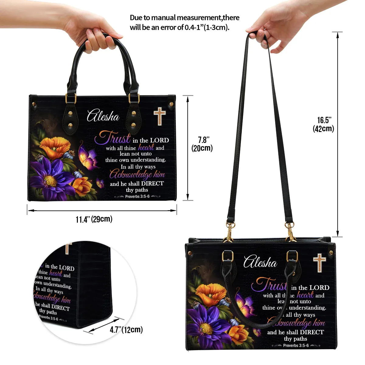 Christianart Designer Handbags, Trust In The Lord Proverbs 3:5-6, Personalized Gifts, Gifts for Women.