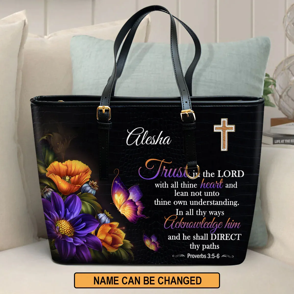 Christianart Designer Handbags, Trust In The Lord Proverbs 3:5-6, Personalized Gifts, Gifts for Women.