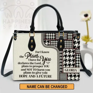 Christianart Handbag, Personalized Hand Bag, For I Know The Plans I Have For You Jeremiah 29:11, Personalized Gifts, Gifts for Women.
