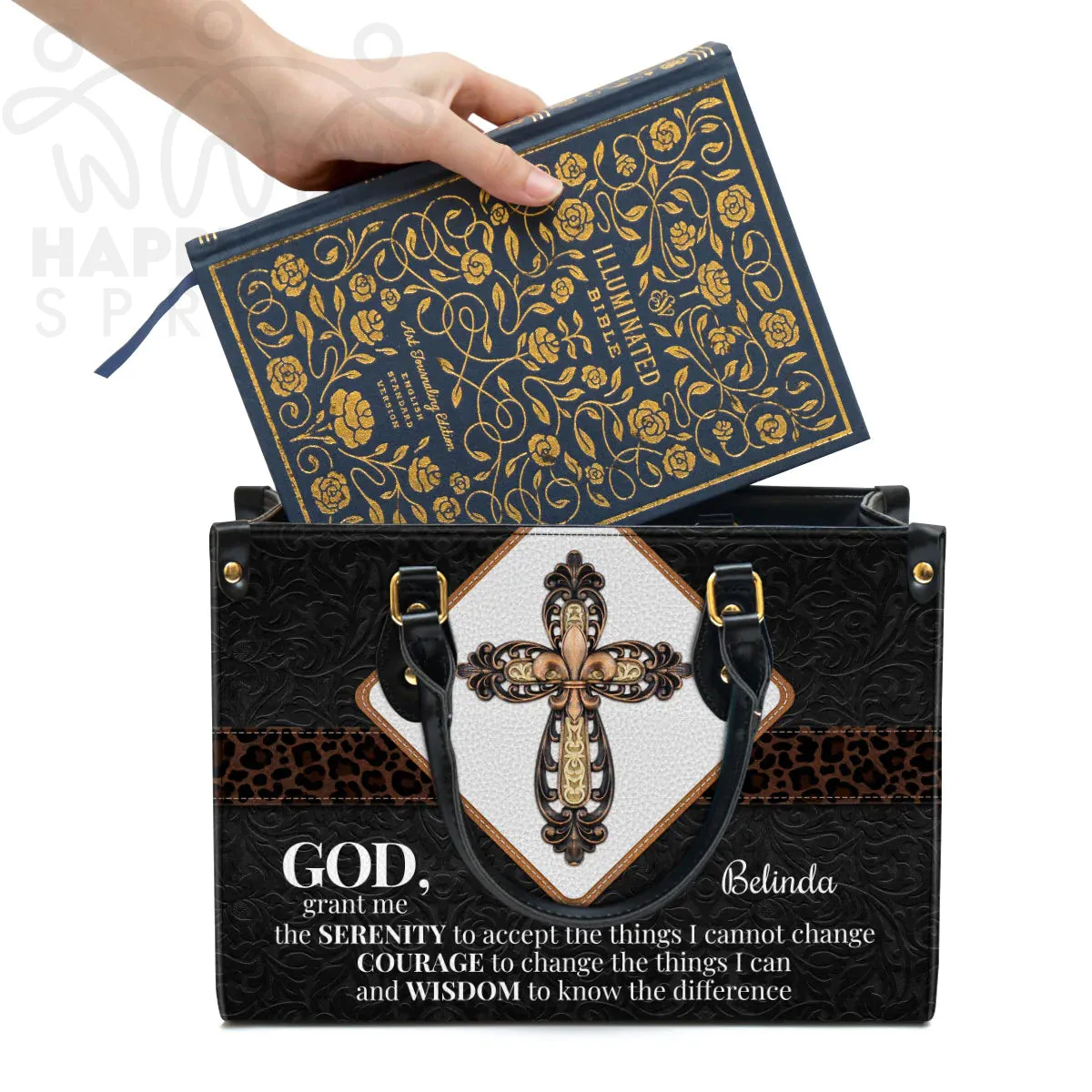 Christianart Handbag, Personalized Hand Bag, God and Cross, Personalized Gifts, Gifts for Women.