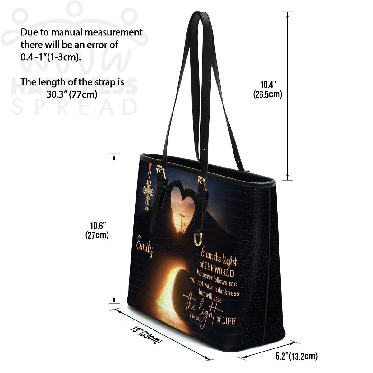 Christianart Handbag, Personalized Hand Bag, I Am The Light Of The World, Personalized Gifts, Gifts for Women.