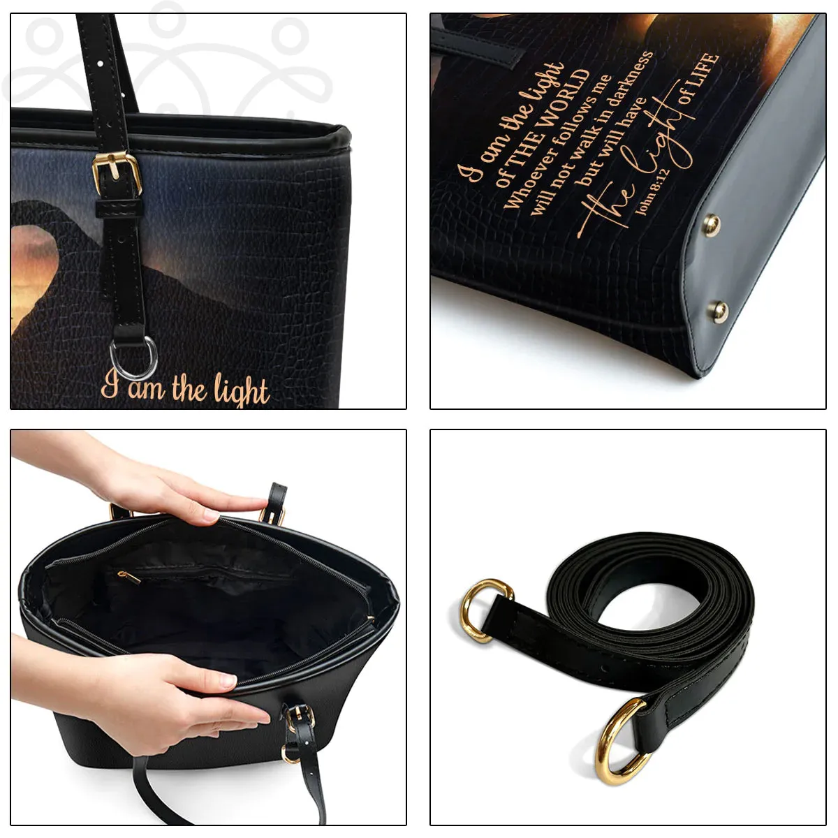 Christianart Handbag, Personalized Hand Bag, I Am The Light Of The World, Personalized Gifts, Gifts for Women.