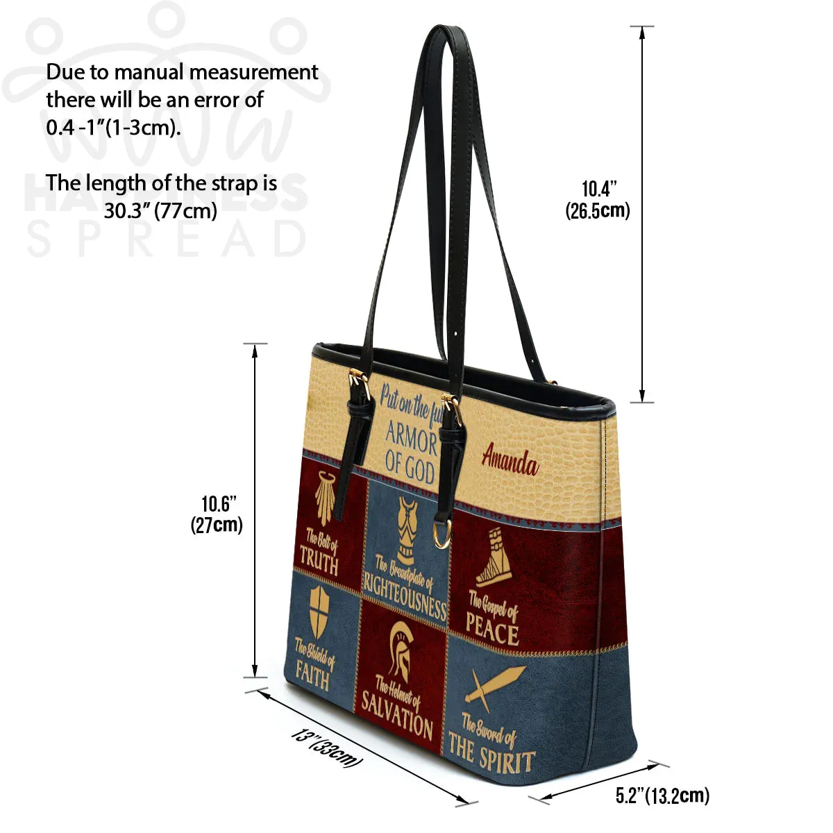 Christianart Handbag, Personalized Hand Bag, The Gospel Of Peace, Personalized Gifts, Gifts for Women.