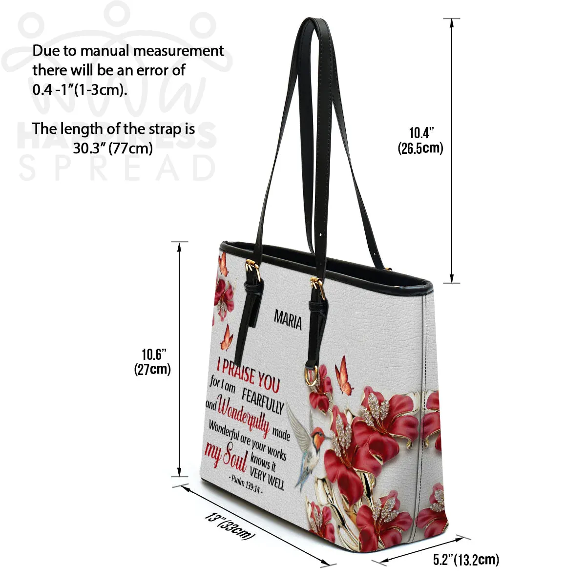 Christianart Handbag, Personalized Hand Bag, Wonderful Are Your Works, Personalized Gifts, Gifts for Women.