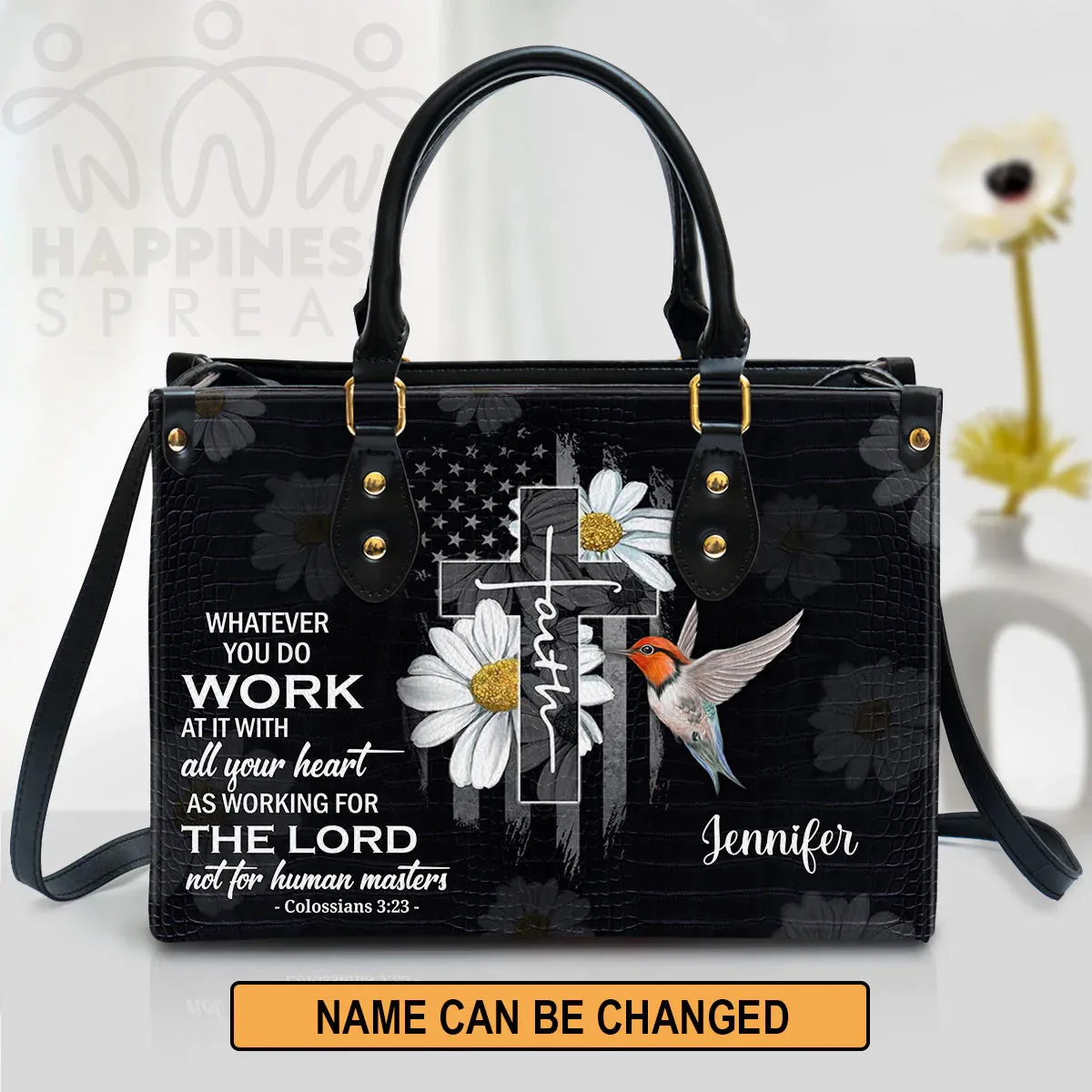 Christianart Handbag, Personalized Hand Bag, Work At It With All Your Heart, Personalized Gifts, Gifts for Women.