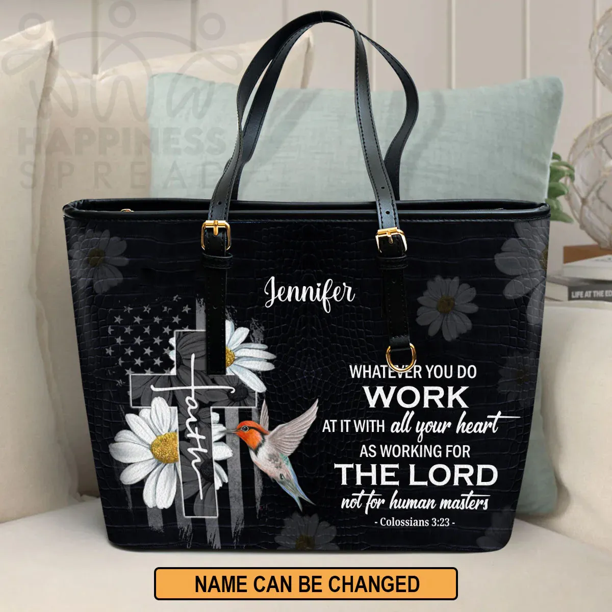 Christianart Handbag, Personalized Hand Bag, Work At It With All Your Heart, Personalized Gifts, Gifts for Women.