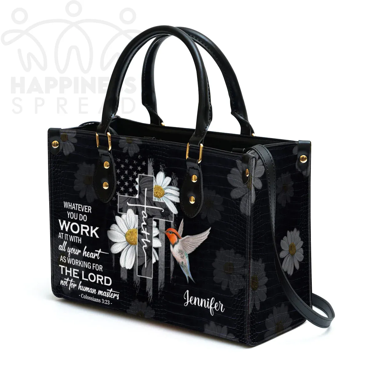 Christianart Handbag, Personalized Hand Bag, Work At It With All Your Heart, Personalized Gifts, Gifts for Women.