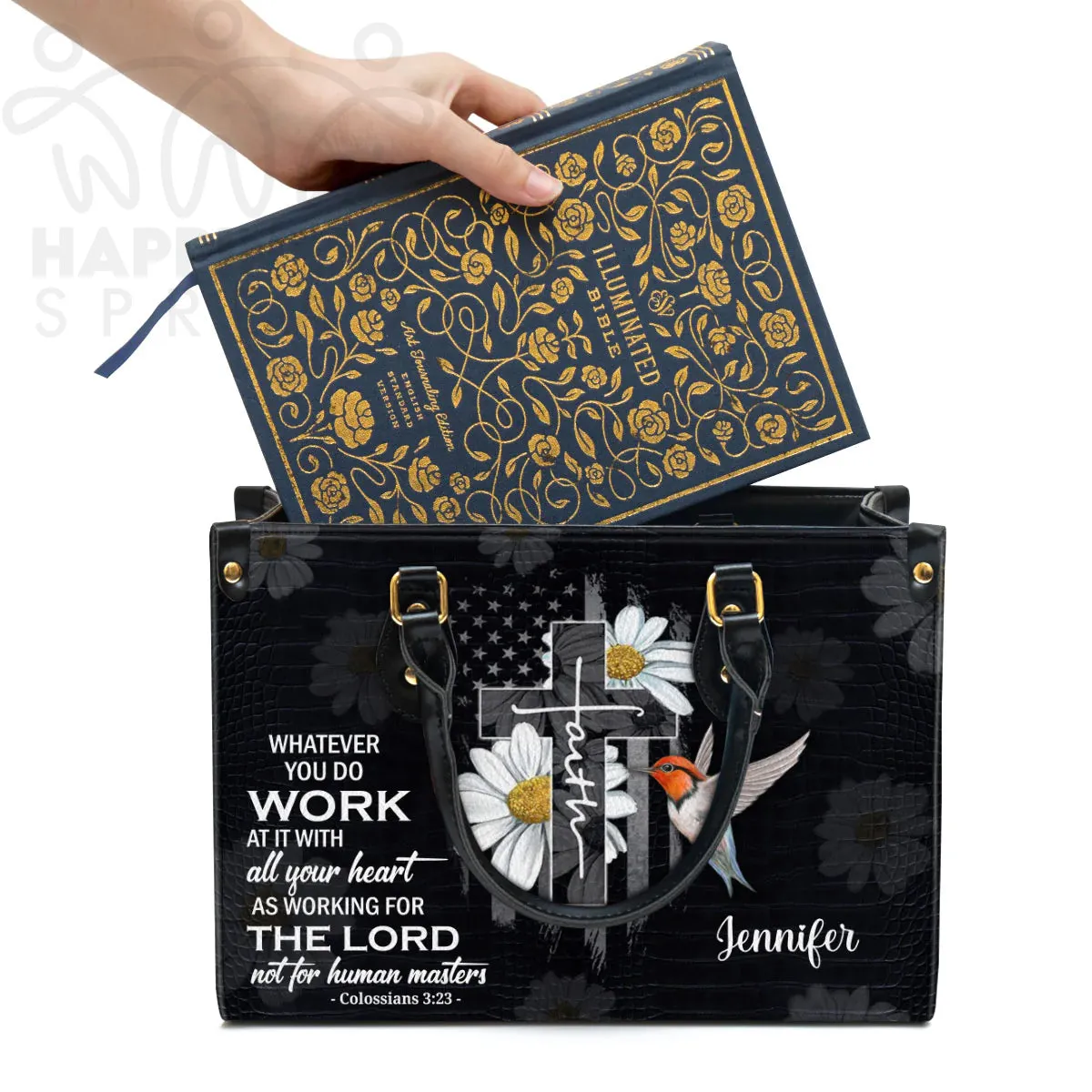 Christianart Handbag, Personalized Hand Bag, Work At It With All Your Heart, Personalized Gifts, Gifts for Women.