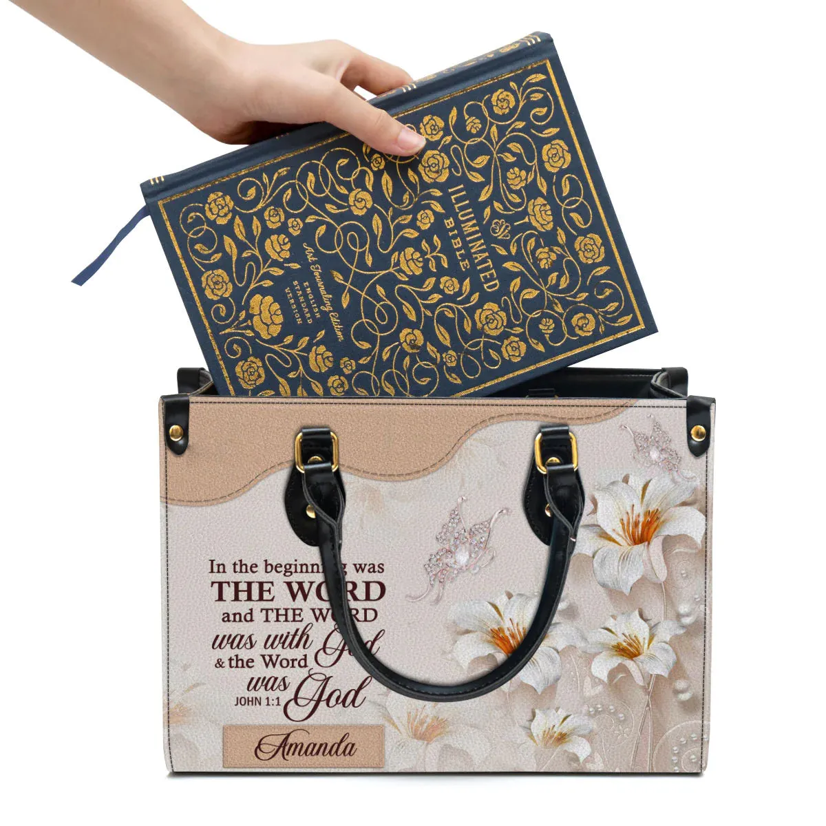 Christianart Handbag, The Word Was With God, Personalized Gifts, Gifts for Women.