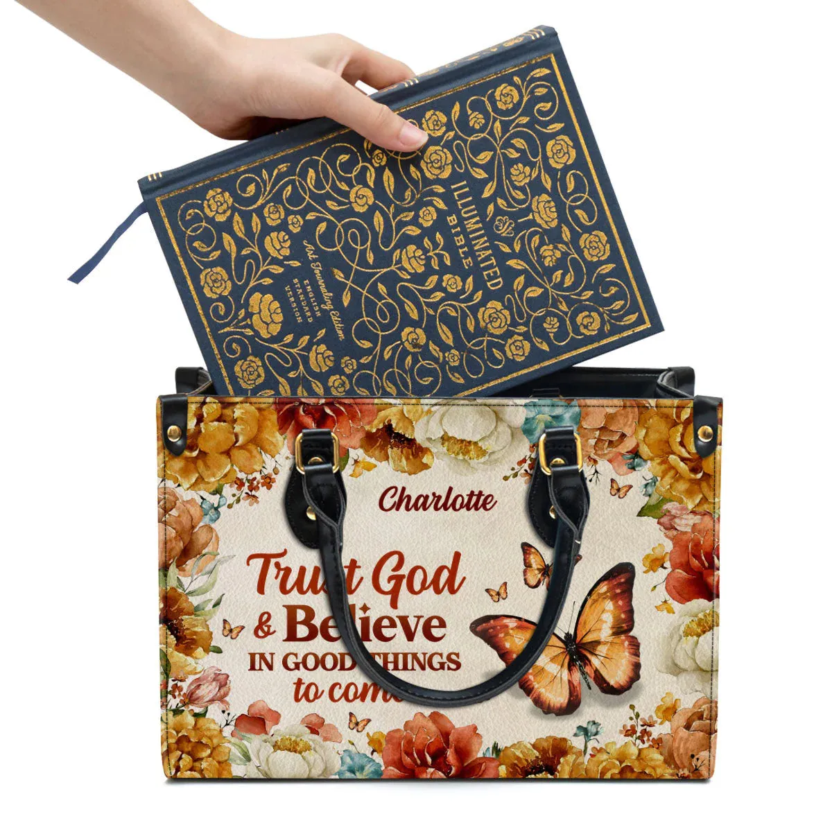 Christianart Handbag, Trust God And Believe In Good Things To Come, Personalized Gifts, Gifts for Women, Christmas Gift.