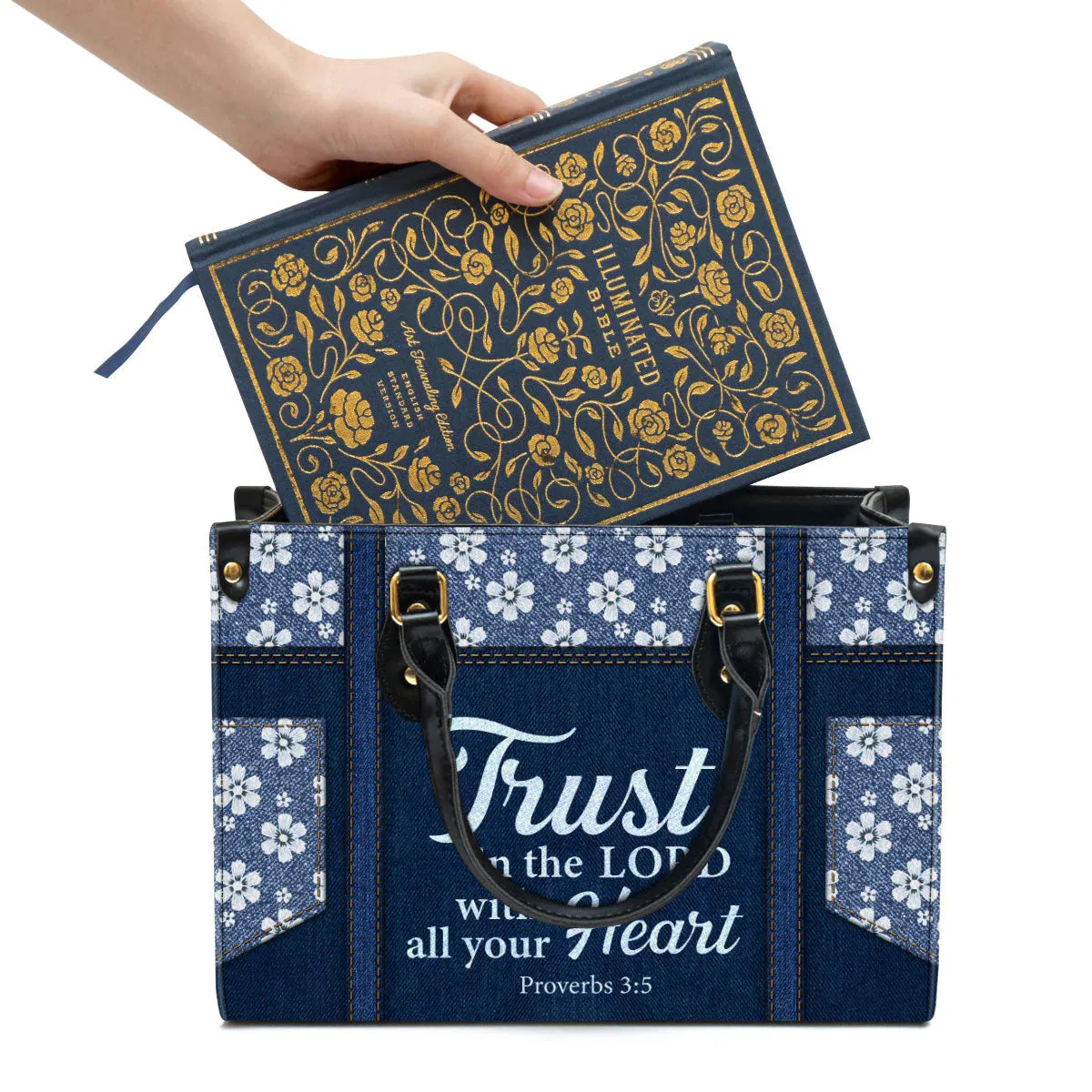 Christianart Handbag, Trust In The Lord With All Your Heart, Personalized Gifts, Gifts for Women.