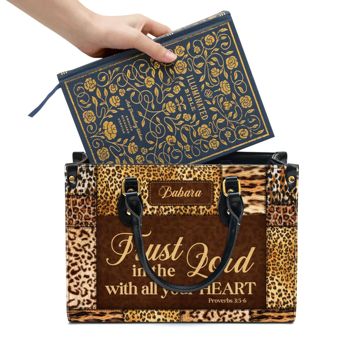 Christianart Handbag, Trust In The Lord With All Your Heart, Proverbs 3:5-6, Personalized Gifts, Gifts for Women.