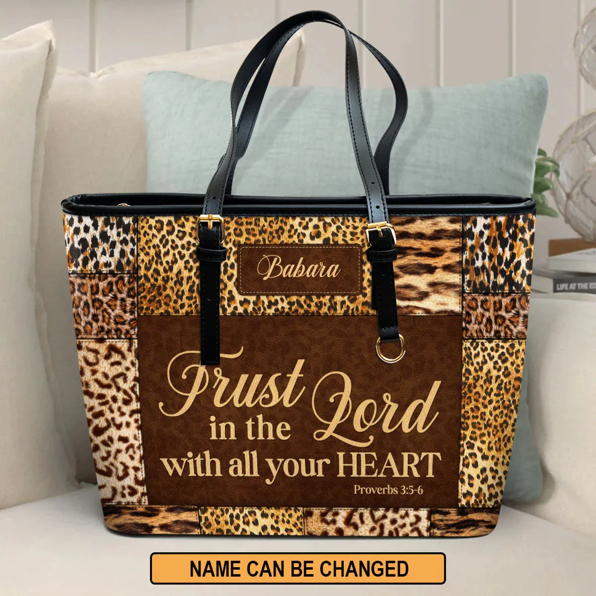 Christianart Handbag, Trust In The Lord With All Your Heart, Proverbs 3:5-6, Personalized Gifts, Gifts for Women.