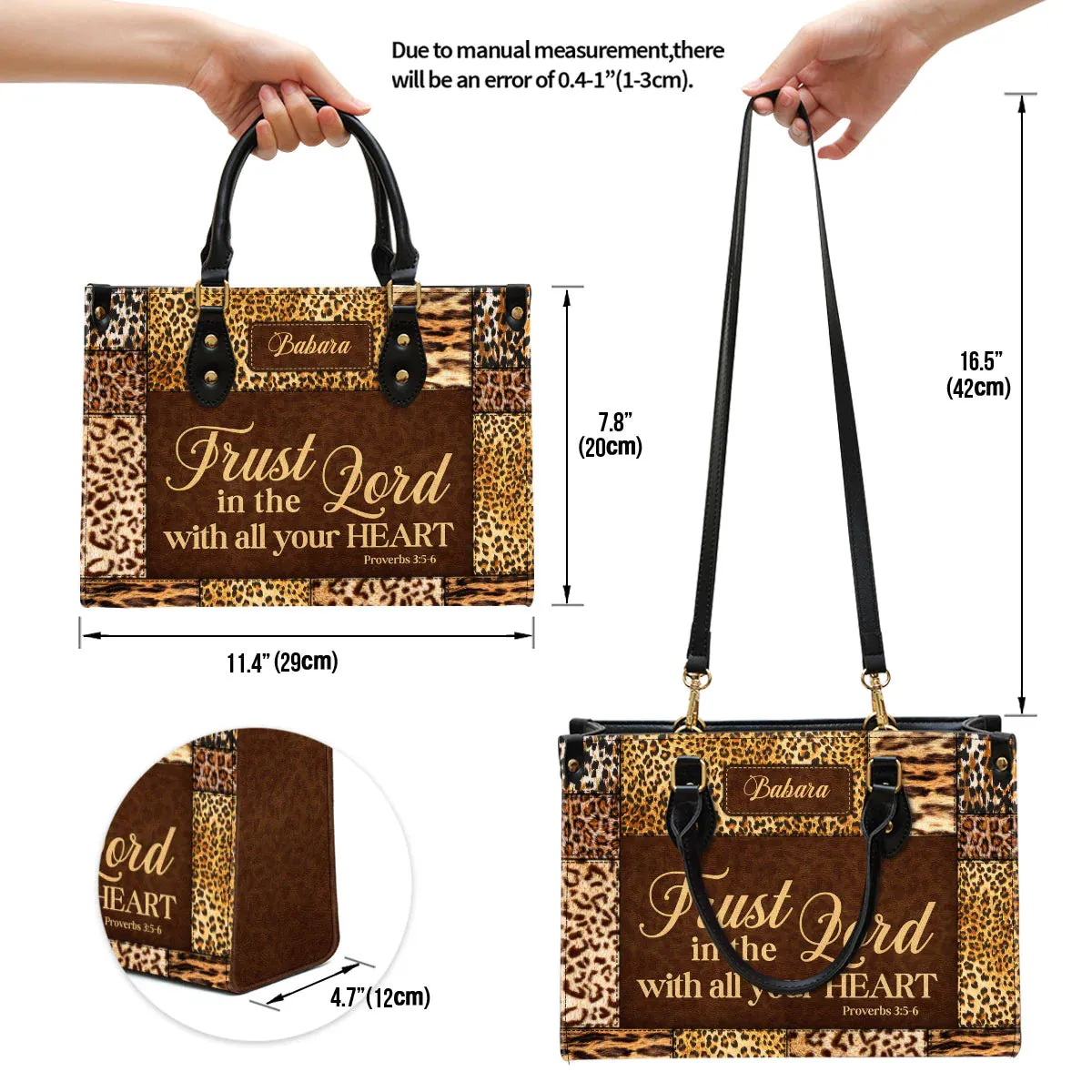 Christianart Handbag, Trust In The Lord With All Your Heart, Proverbs 3:5-6, Personalized Gifts, Gifts for Women.