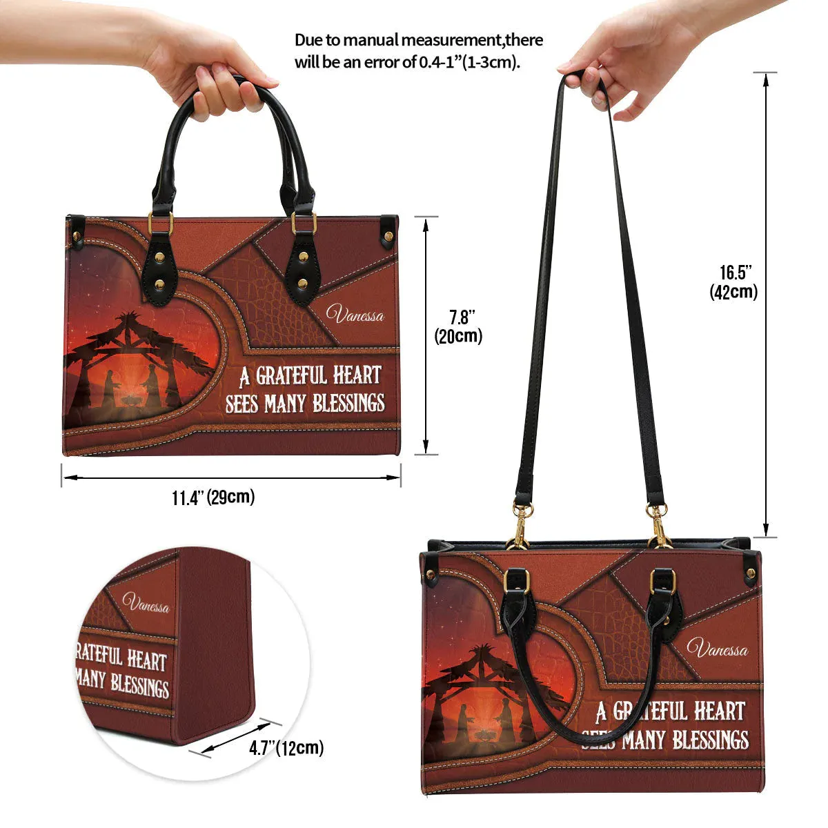 Christianartbag Handbag, A Grateful Heart Sees Many Blessings, Personalized Gifts, Gifts for Women, Christmas Gift.