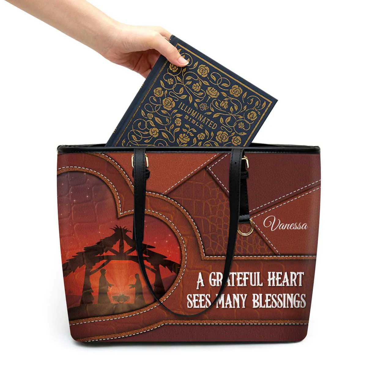 Christianartbag Handbag, A Grateful Heart Sees Many Blessings, Personalized Gifts, Gifts for Women, Christmas Gift.