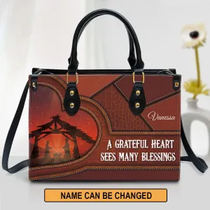 Christianartbag Handbag, A Grateful Heart Sees Many Blessings, Personalized Gifts, Gifts for Women, Christmas Gift.