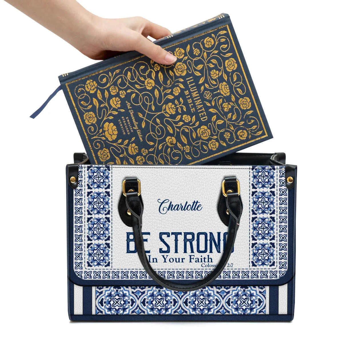 Christianartbag Handbag, Be Strong In Your Faith, Personalized Gifts, Gifts for Women, Christmas Gift.