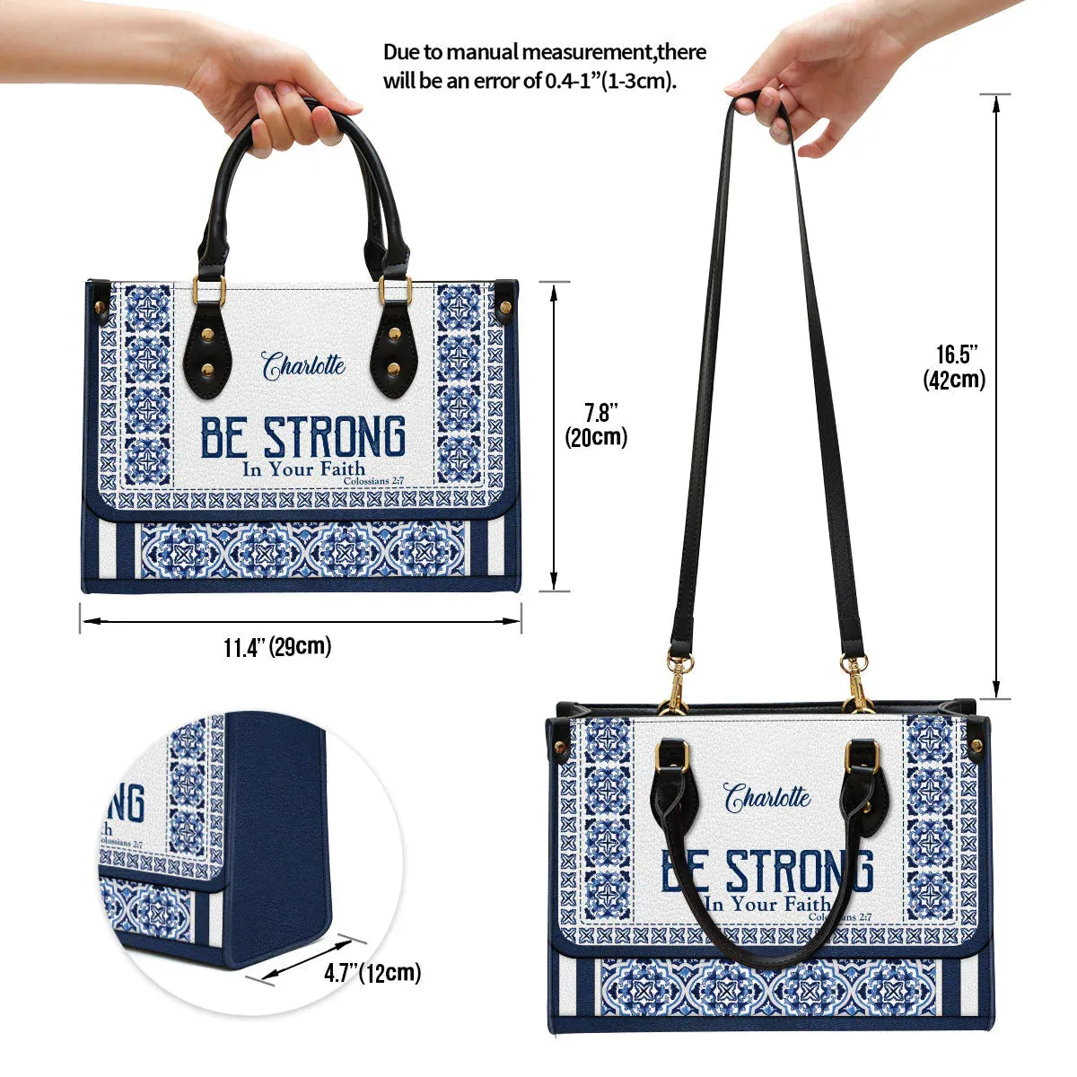 Christianartbag Handbag, Be Strong In Your Faith, Personalized Gifts, Gifts for Women, Christmas Gift.