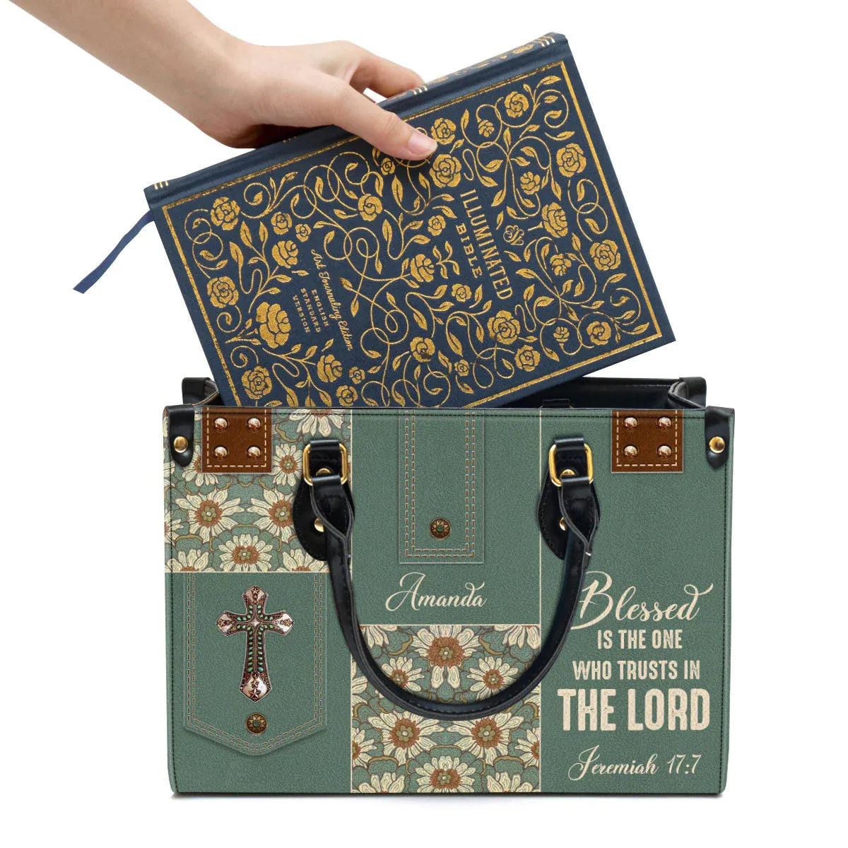 Christianartbag Handbag, Blessed Is The One Who Trusts In The Lord, Personalized Gifts, Gifts for Women, Christmas Gift.