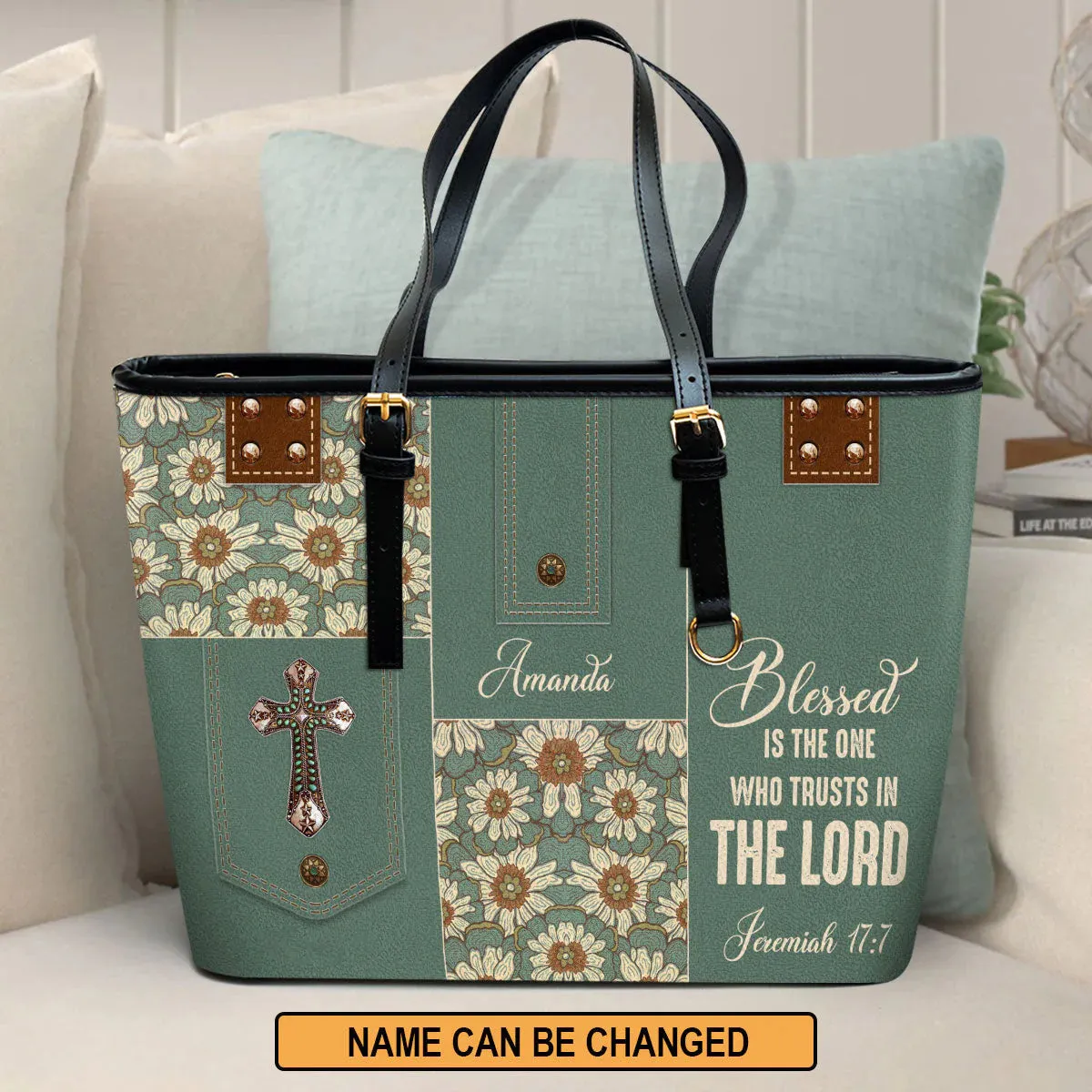 Christianartbag Handbag, Blessed Is The One Who Trusts In The Lord, Personalized Gifts, Gifts for Women, Christmas Gift.