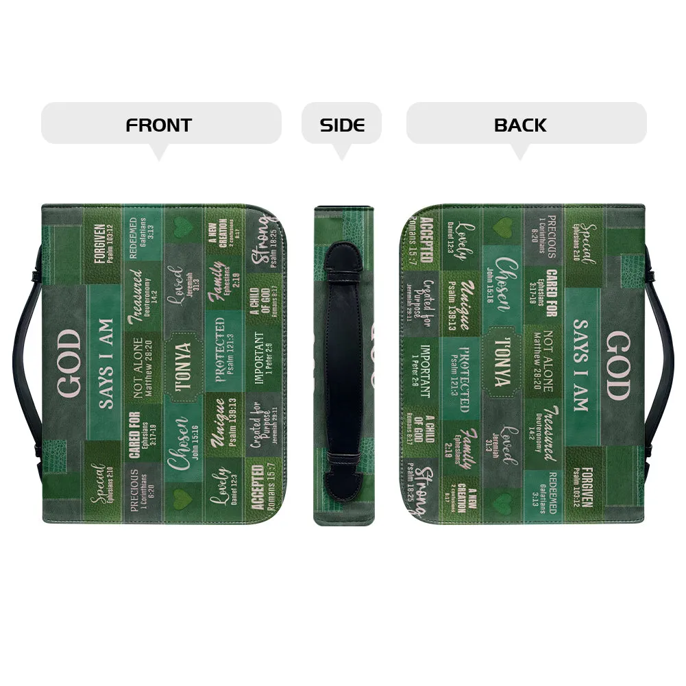 Christianartbag Handbags, God Says I Am Leather Handbag Green, Personalized Bags, Gifts for Women, Christmas Gift, CABLTB03240923.