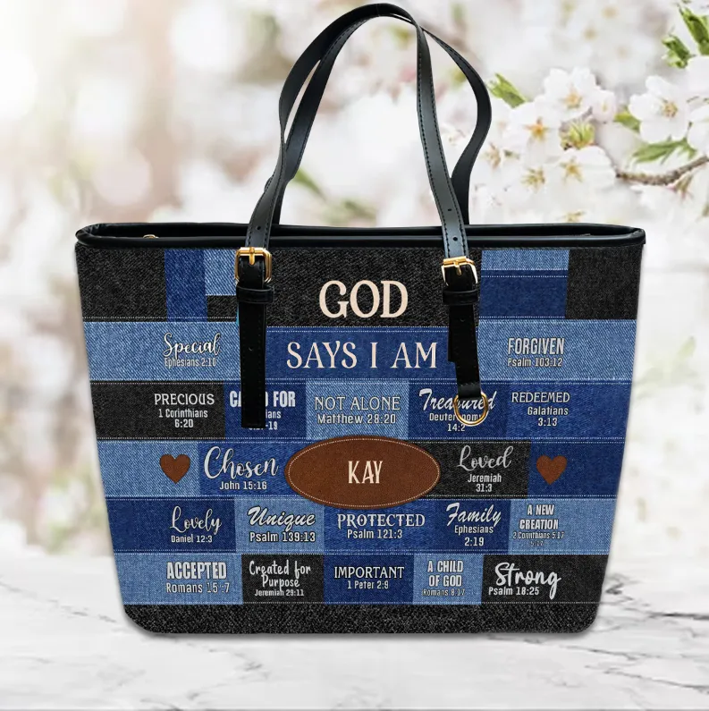 Christianartbag Handbags, God Says I Am Strong Leather Bags, Personalized Bags, Gifts for Women, Christmas Gift, CABLTB01300723.
