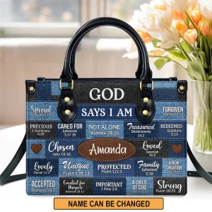 Christianartbag Handbags, God Says I Am Strong Leather Bags, Personalized Bags, Gifts for Women, Christmas Gift, CABLTB01300723.
