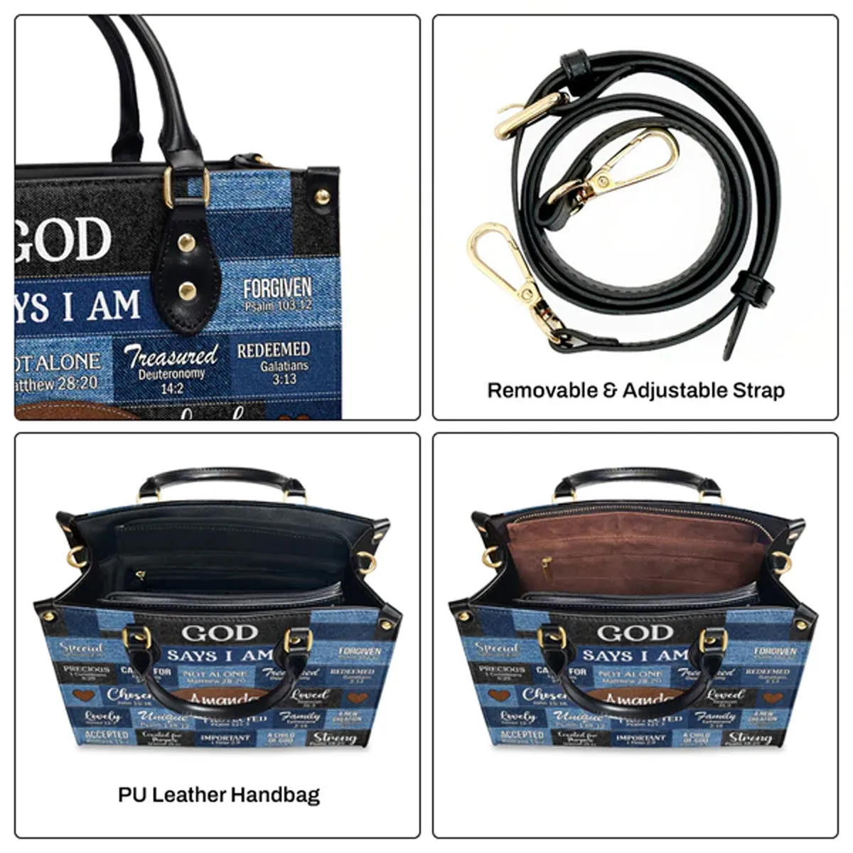 Christianartbag Handbags, God Says I Am Strong Leather Bags, Personalized Bags, Gifts for Women, Christmas Gift, CABLTB01300723.