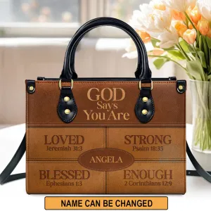Christianartbag Handbags, God Says You Are Strong Psalm 18:35 Leather Bags, Personalized Bags, Gifts for Women, Christmas Gift, CABLTB04290723.