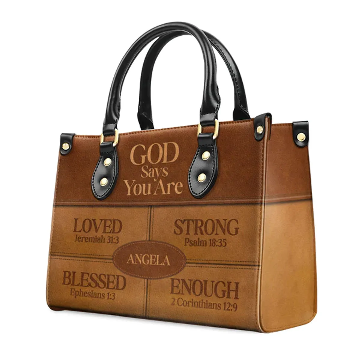 Christianartbag Handbags, God Says You Are Strong Psalm 18:35 Leather Bags, Personalized Bags, Gifts for Women, Christmas Gift, CABLTB04290723.