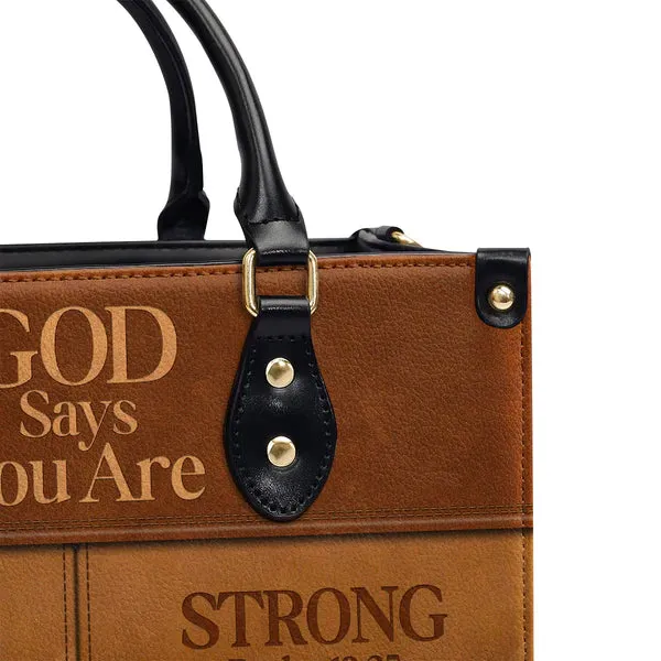 Christianartbag Handbags, God Says You Are Strong Psalm 18:35 Leather Bags, Personalized Bags, Gifts for Women, Christmas Gift, CABLTB04290723.