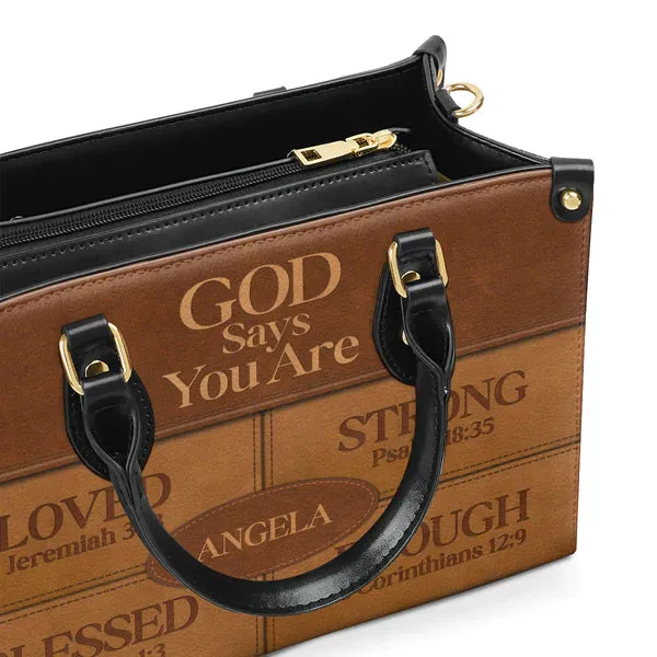 Christianartbag Handbags, God Says You Are Strong Psalm 18:35 Leather Bags, Personalized Bags, Gifts for Women, Christmas Gift, CABLTB04290723.