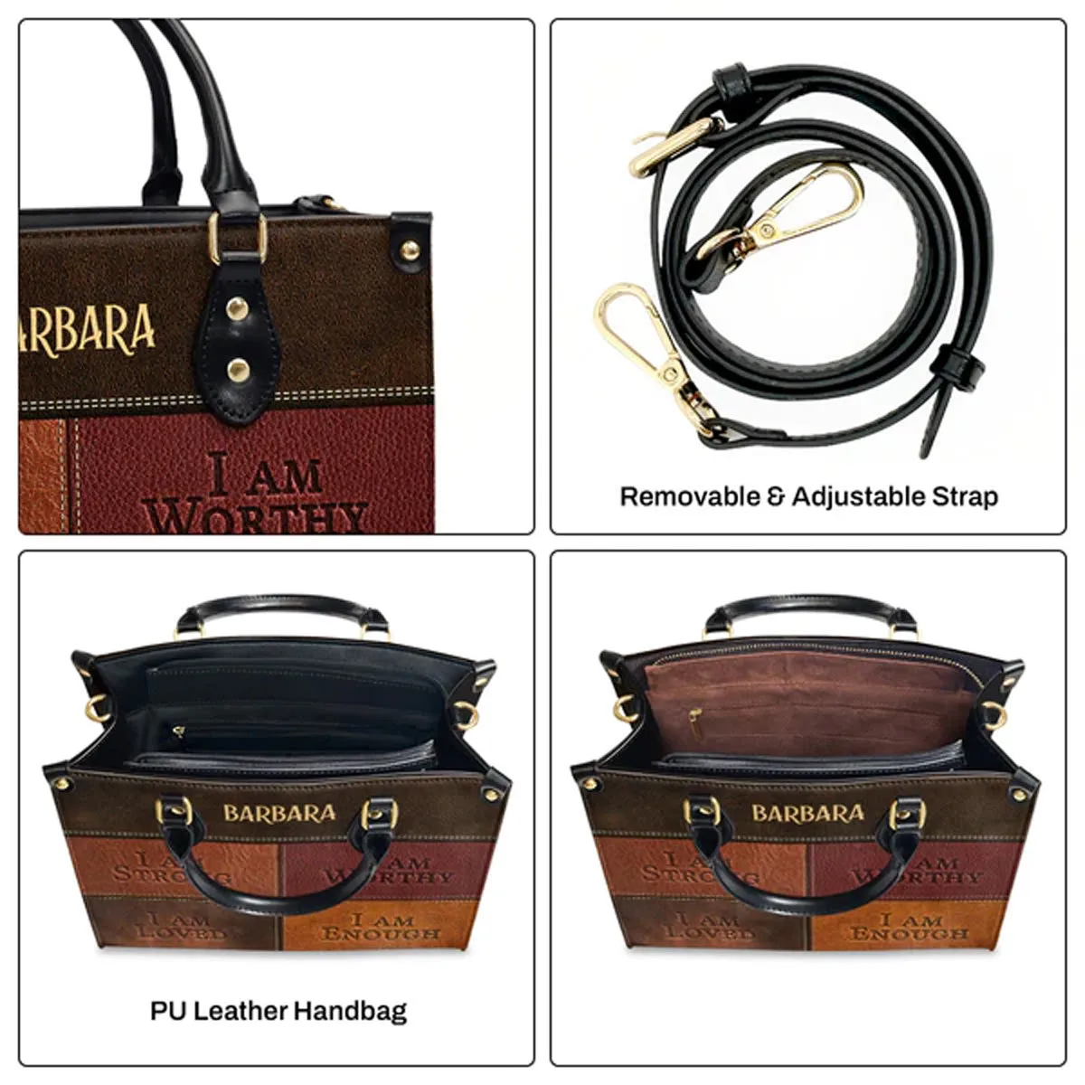 Christianartbag Handbags, I Am Strong I Am Loved Leather Bags, Personalized Bags, Gifts for Women, Christmas Gift, CABLTB01300723.