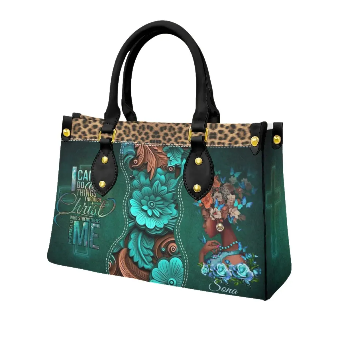 Christianartbag Handbags, I Can Do All Things Through Christ Philippians 4:13 Personalized Leather Bags, Personalized Bags, Gifts for Women, Christmas Gift, CABLTB01280823.
