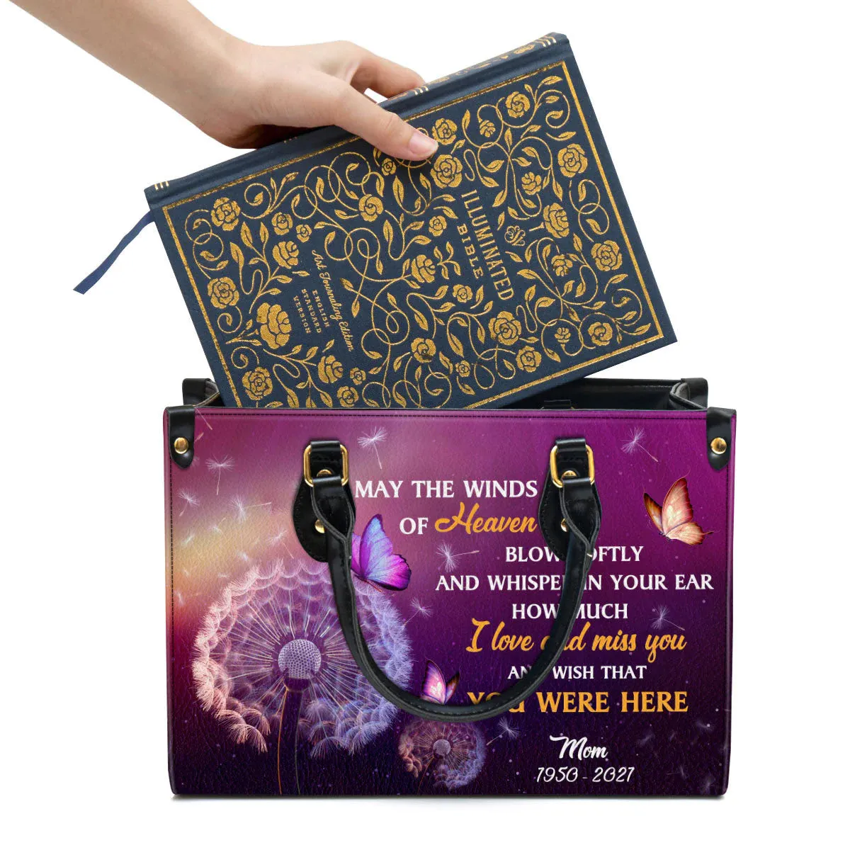 Christianartbag Handbags, I Love And Miss You Memorial Leather Bags, Personalized Bags, Gifts for Women, Christmas Gift, CABLTB01300723.