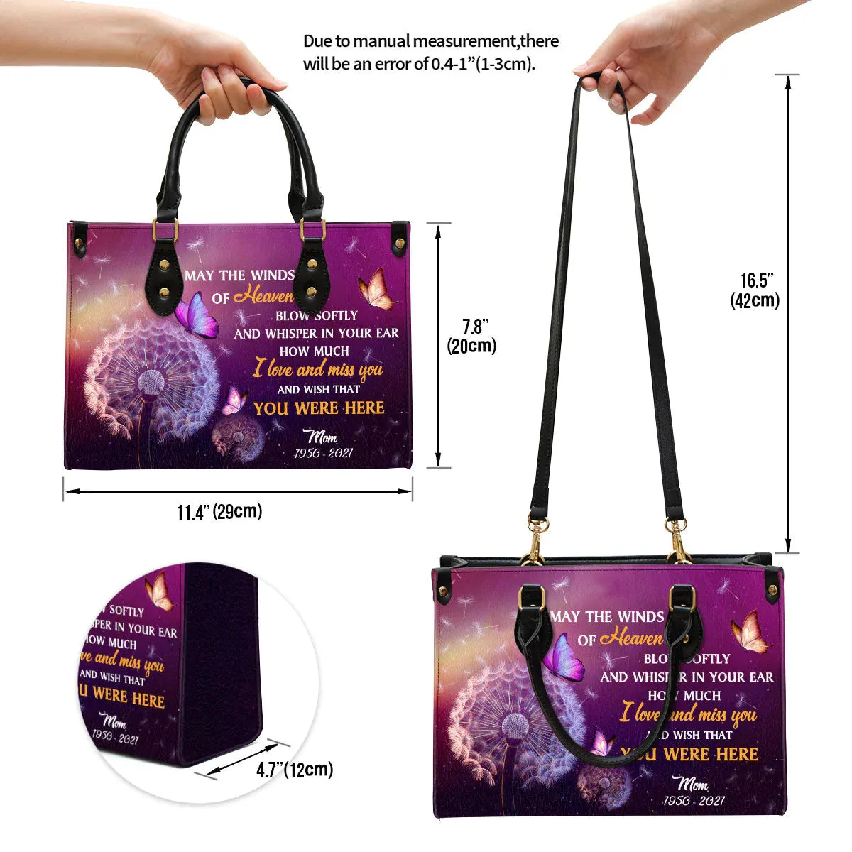 Christianartbag Handbags, I Love And Miss You Memorial Leather Bags, Personalized Bags, Gifts for Women, Christmas Gift, CABLTB01300723.
