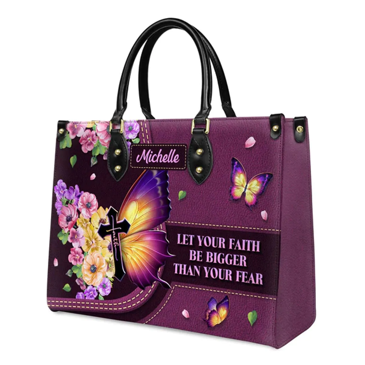 Christianartbag Handbags, Let Your Faith Be Bigger Than Your Fear Leather Bags, Personalized Bags, Gifts for Women, Christmas Gift, CABLTB01140823.