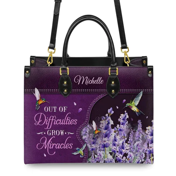 Christianartbag Handbags, Out Of Difficulties Grow Miracles 1 Peter 5 10 Hummingbird Lavender, Handbag Design, Monogram Leather Handbag, Gifts for Women, CABLTB07271223.