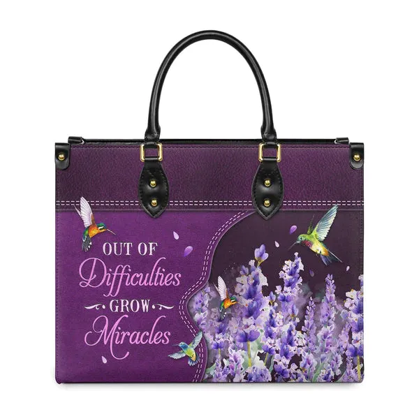 Christianartbag Handbags, Out Of Difficulties Grow Miracles 1 Peter 5 10 Hummingbird Lavender, Handbag Design, Monogram Leather Handbag, Gifts for Women, CABLTB07271223.