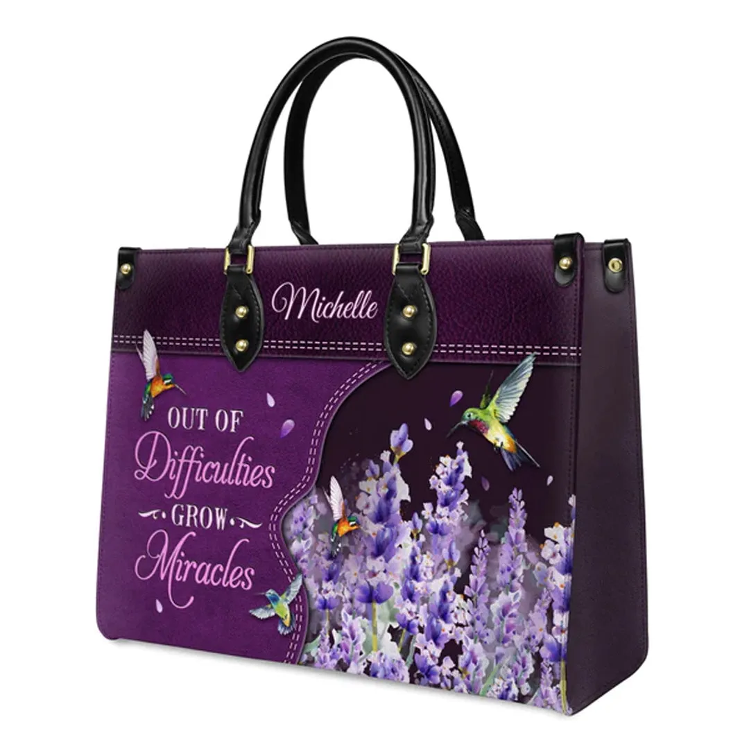 Christianartbag Handbags, Out Of Difficulties Grow Miracles 1 Peter 5 10 Hummingbird Lavender, Handbag Design, Monogram Leather Handbag, Gifts for Women, CABLTB07271223.