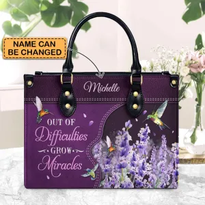Christianartbag Handbags, Out Of Difficulties Grow Miracles 1 Peter 5 10 Hummingbird Lavender, Handbag Design, Monogram Leather Handbag, Gifts for Women, CABLTB07271223.