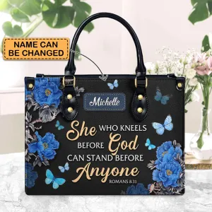 Christianartbag Handbags, She Who Kneels Before God Romans 8 31, Handbag Design, Monogram Leather Handbag, Gifts for Women, CABLTB01271223.