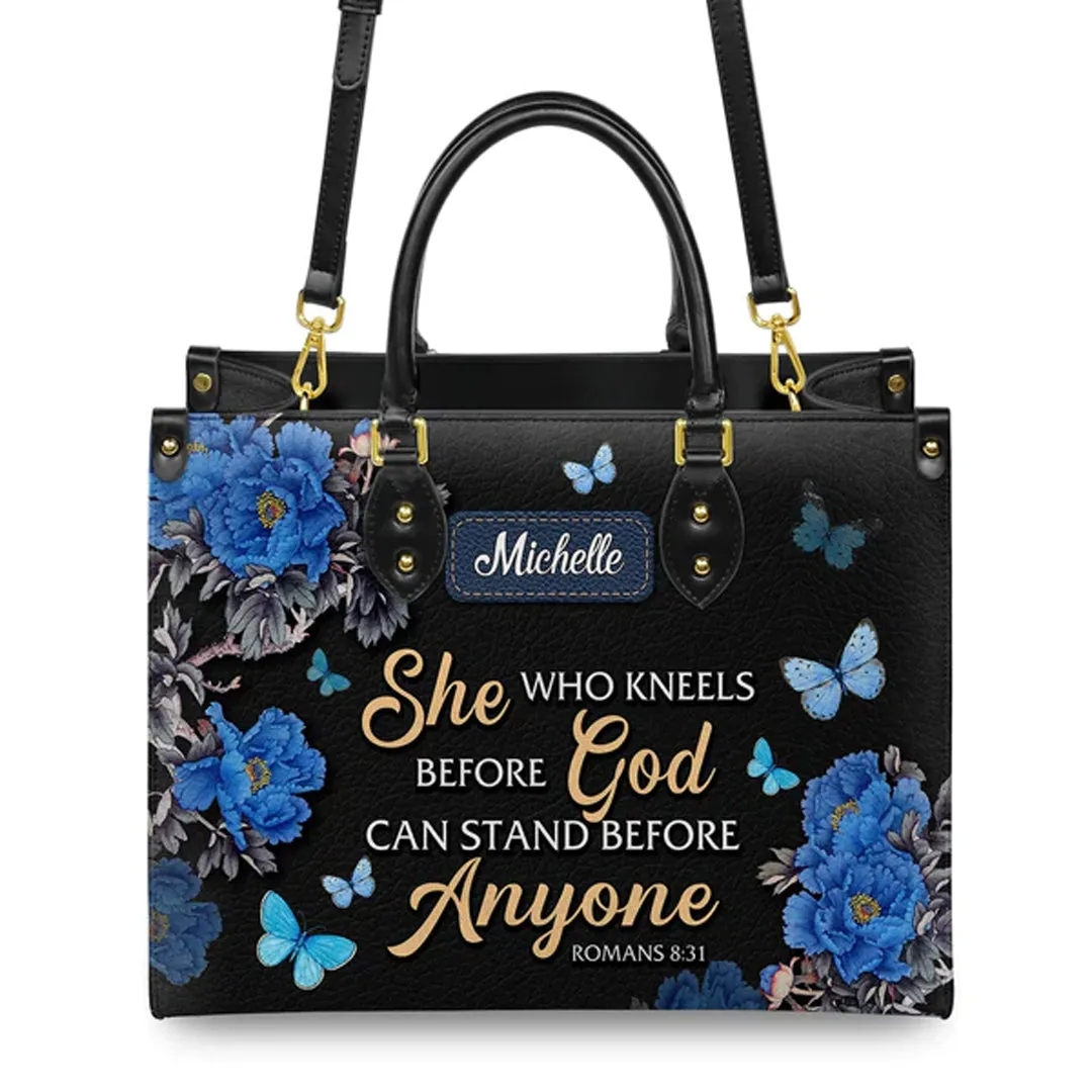 Christianartbag Handbags, She Who Kneels Before God Romans 8 31, Handbag Design, Monogram Leather Handbag, Gifts for Women, CABLTB01271223.