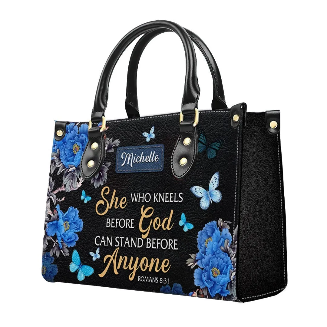 Christianartbag Handbags, She Who Kneels Before God Romans 8 31, Handbag Design, Monogram Leather Handbag, Gifts for Women, CABLTB01271223.