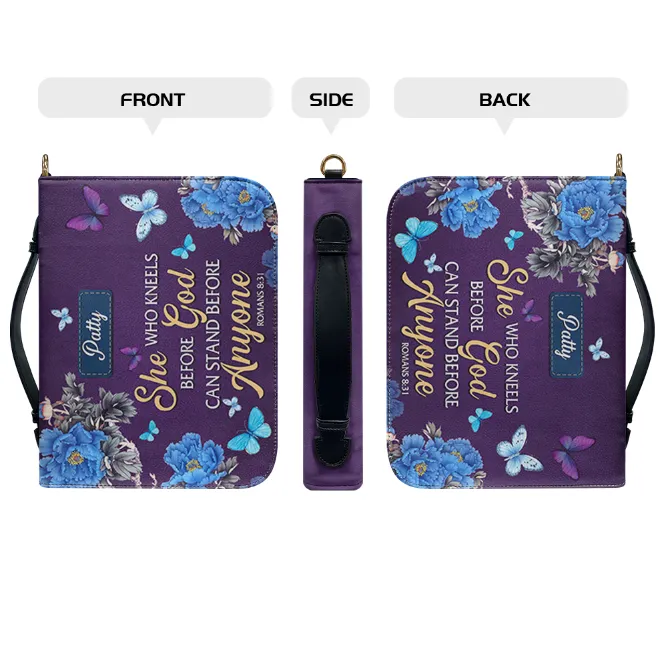 Christianartbag Handbags, She Who Kneels Before God Romans 8 31, Purple Handbag Design, Monogram Leather Handbag, Gifts for Women, CABLTB011116243.