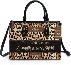 Christianartbag Handbags, The Lord Is My Strength & My Shield Psalm 28:7 Leather Bags, Personalized Bags, Gifts for Women, Christmas Gift, CABLTB01300723.