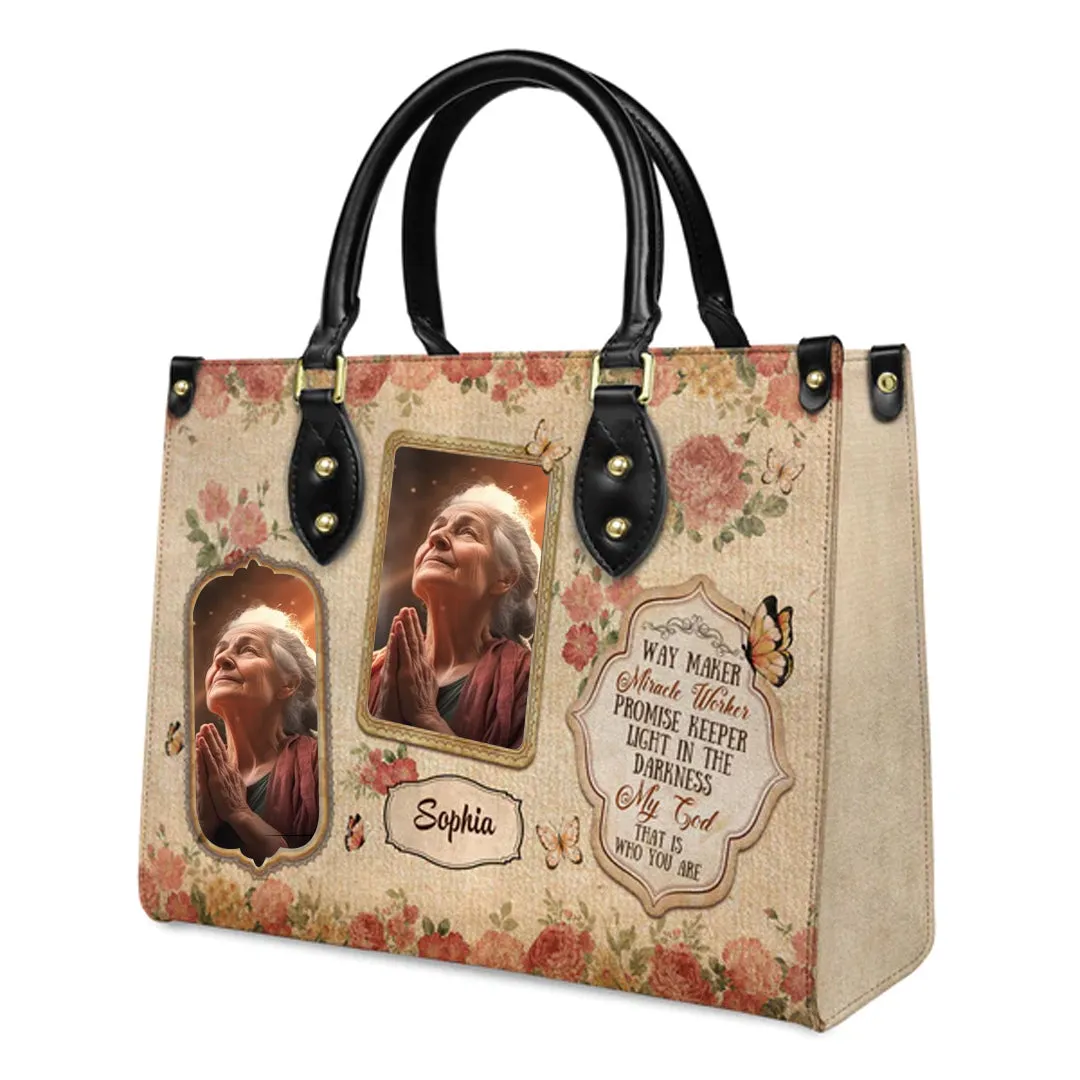 Christianartbag Handbags, Way Maker Miracle Worker Promise Keeper Leather Handbag, Handbag Design, Personalized Leather Handbag, Gifts for Women, CABLTB01141223.