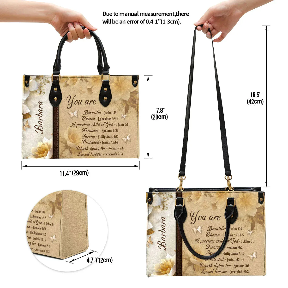 Christianartbag Handbags, You Are Protected Beautiful Strong Loved Leather Bags, Personalized Bags, Gifts for Women, Christmas Gift, CABLTB01300723.