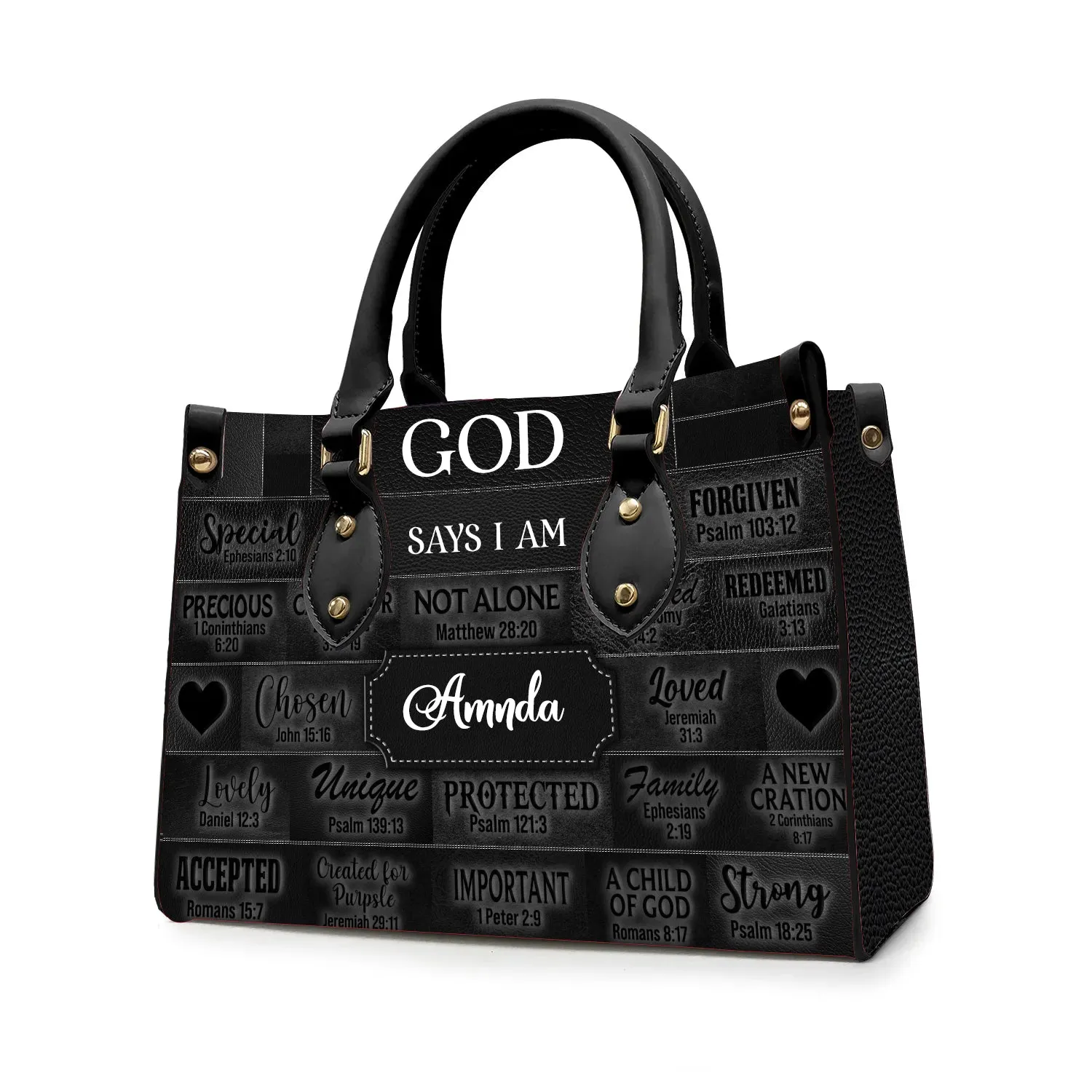 CHRISTIANARTBAG Personalized Faith Leather Tote - Custom Name Religious Leather Handbag - Christian Handbag.
